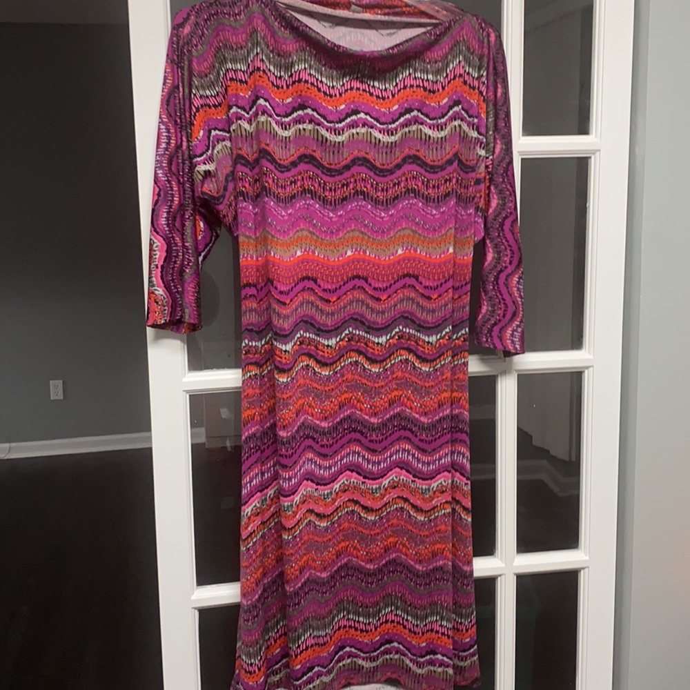 Multi Color 3/4 Length Sleeve Dress Size 18/20